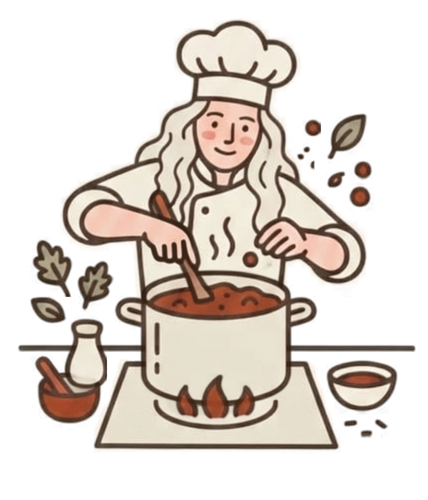 Illustration of Jill cooking up her next post